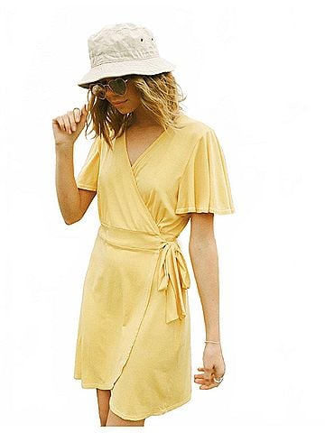 People of Leisure Buena Vista Wrap Dress in Yellow (view 2)