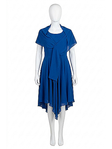 Samuel Dong Stretch Georgette Bubble Dress in Blue (view 1)