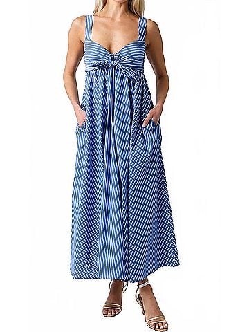 Olivaceous Saylor Stripe Midi Dress in Blue (view 2)