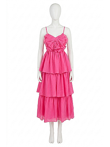 Sofie Melody Pleated Bow Midi Dress in Fuchsia (view 1)