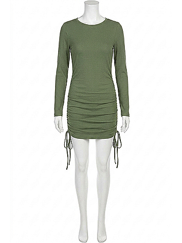 Mittoshop Kimberly Ruched Detail Cut Out Back Mini Dress in Green (view 1)