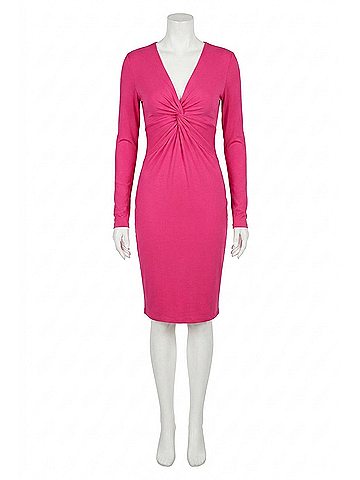 Susana Monaco Twist Front Long Sleeves Dress in Pink (view 1)