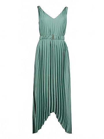 Bishop + Young Balinese Pleat Belted Dress in Sea Glass (view 1)