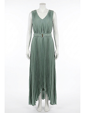 Bishop + Young Balinese Pleat Belted Dress in Sea Glass (view 2)