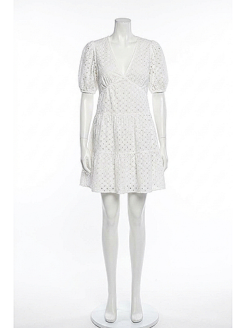 Bishop + Young Jessie Tiered Eyelet Dress in Pure White (view 2)