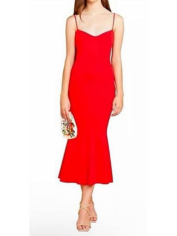 Katie May Twirl Midi Dress in Papaya (view 2)