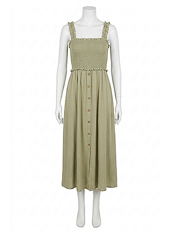 Hem & Thread Halle Smocked Top Midi Dress in Apple Jade (view 1)