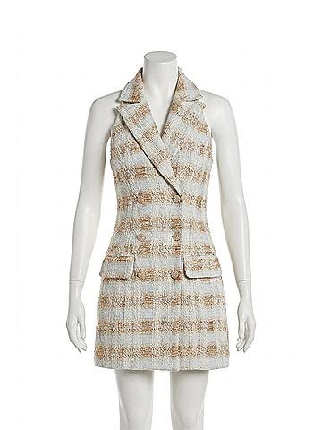 Elliatt Ashlyn Striped Mini Dress in White &amp; Gold (view 1)
