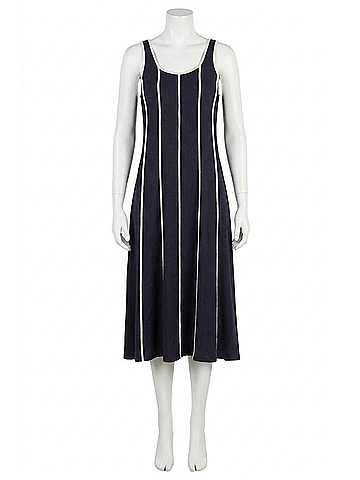 THML Anastasia Piped Midi Dress in Navy &amp; Stone (view 1)