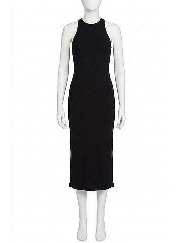 She + Sky Delilah Cross Back Ribbed Knit Bodycon Midi Dress in Black (view 1)