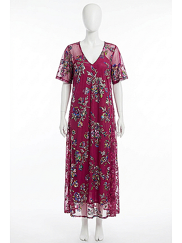 Buddy Love Butterfly Sparkle Maxi Dress in Wine (view 1)