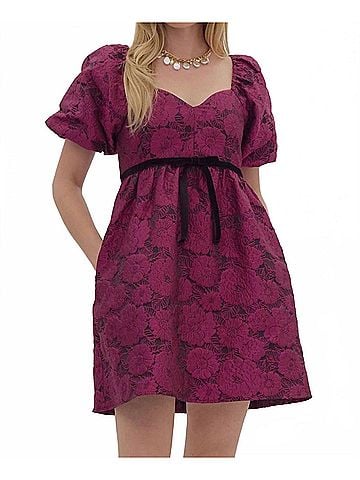 Entro Sweetheart Floral Dreams Dress in Magenta (view 2)