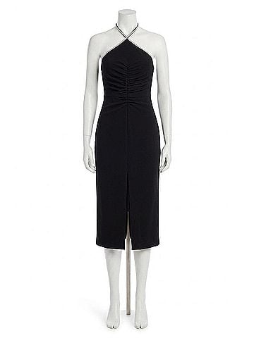 Halston Heritage Piper Midi Dress in Crystal Trim Black (view 1)