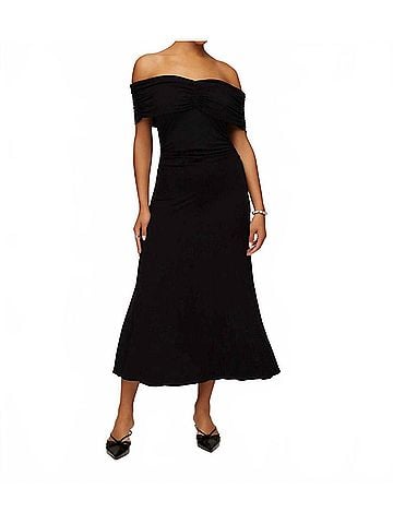 Fifteen Twenty Ella Off The Shoulder Midi Dress in Black (view 2)