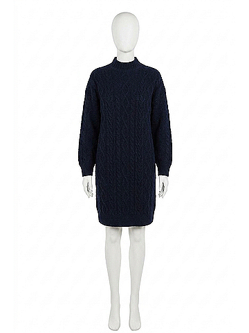 Scotch & Soda Cable-Knit Sweater Mini Dress in Navy Blue (view 1)