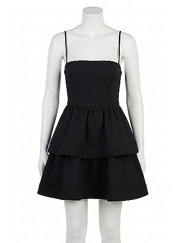 Astr Mackenzie Tiered Skater Mini Dress in Black (view 1)