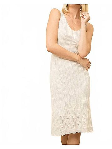 Mystree Cinched Waist Sweater Dress in Winter White (view 2)