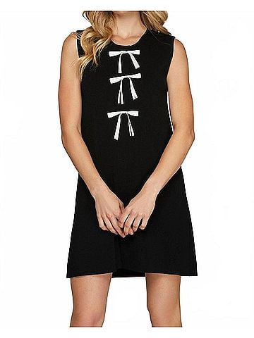 She + Sky Mini Dress With Bows in Black (view 2)