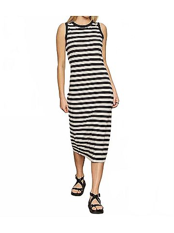 Sanctuary Contrast Trim Maxi Dress in Black Macrame Stripe (view 2)