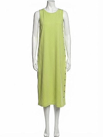 Entro Solid Rib Textured Midi Dress in Lime (view 1)