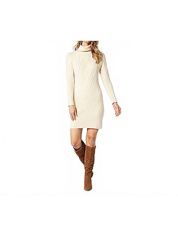 Coco + Carmen Catalina Roll Neck Sweater Dress in Cream (view 2)