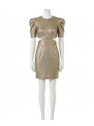 Mac Duggal Puffy Sleeve Cutout Dress in Copper (view 1)