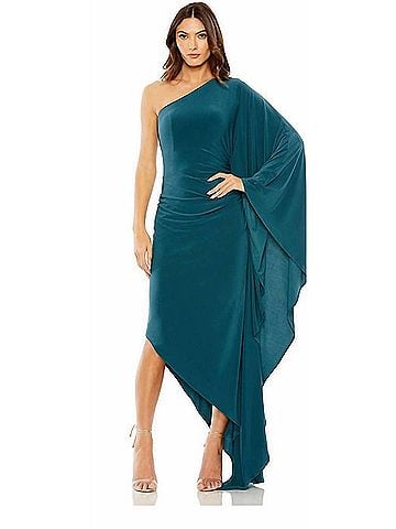 Mac Duggal One Shoulder Cape Sleeve Dress in Ocean (view 2)