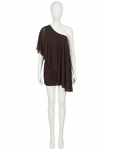 Ronny Kobo Stella One Shouder Mini Dress in Basalt (view 1)