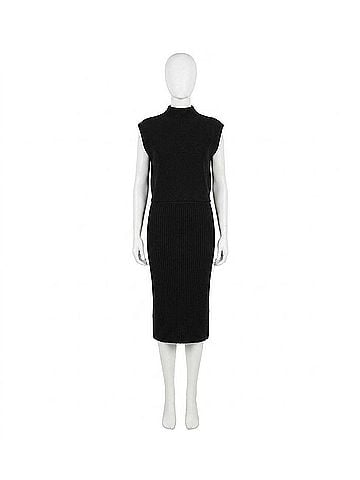 White + Warren Cashmere Sleeveless Dress in Black (view 1)