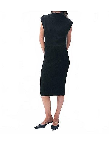White + Warren Cashmere Sleeveless Dress in Black (view 2)