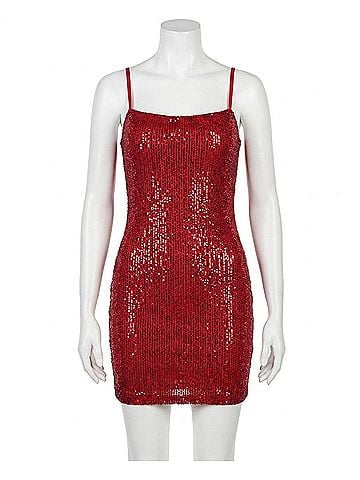 La Femme Sequin Short Dress in Red (view 1)
