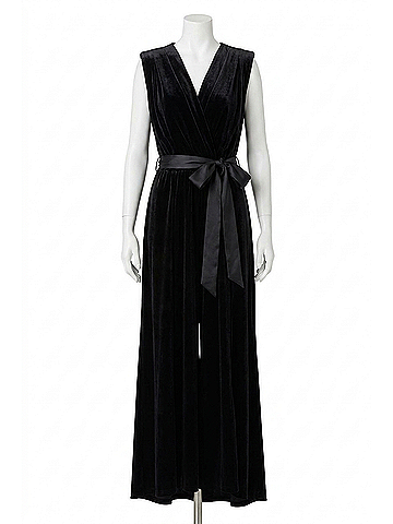 Bishop + Young Luxe Velvet Aeries Wrap Dress in Black (view 1)