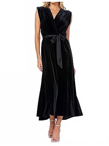 Bishop + Young Luxe Velvet Aeries Wrap Dress in Black (view 2)