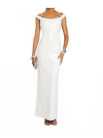 retrofête Jazmina Sequince Dress in White (view 2)