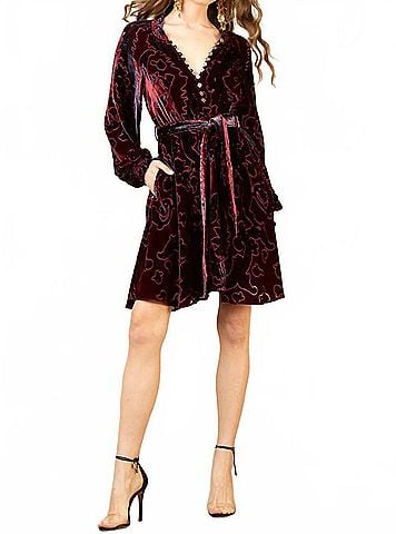 Hale Bob Crystal Dress in Wine (view 2)