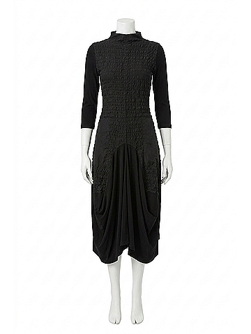 Joseph Ribkoff Bubble Asymmetrical Cocoon Midi Dress in Black (view 1)