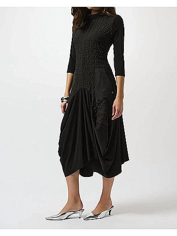Joseph Ribkoff Bubble Asymmetrical Cocoon Midi Dress in Black (view 2)