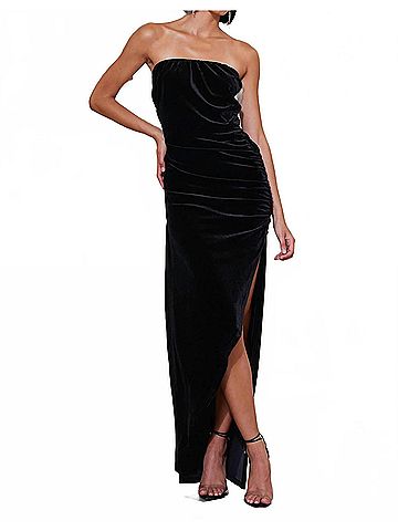 Bishop + Young Luxe Velvet Icon Strapless Dress in Black (view 2)