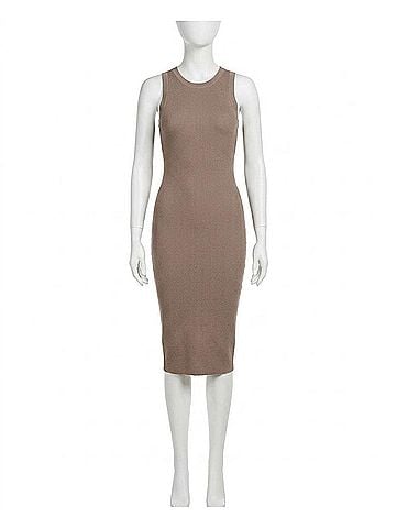 Blu Pepper Stella Ribbed Knit Tank Dress in Mocha (view 1)