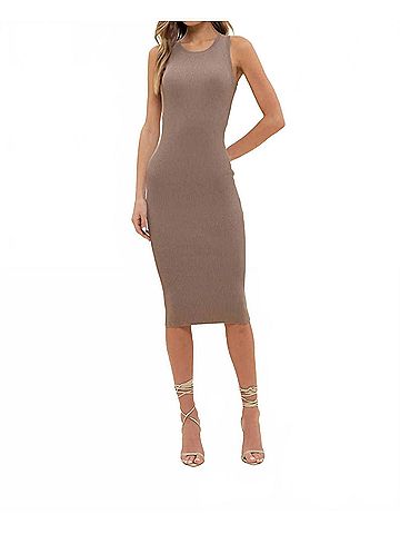 Blu Pepper Stella Ribbed Knit Tank Dress in Mocha (view 2)