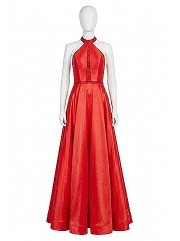 Clarisse Shimmery Halter Gown in Red (view 1)