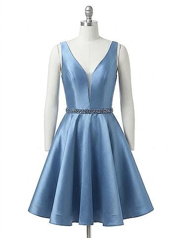 Clarisse Fit And Flare Sleeveless Dress in Powder Blue (view 1)
