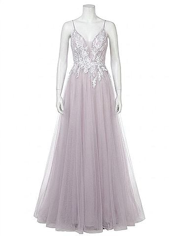 Clarisse A-Line V-Neck Maxi Dress in Mauve/Nude (view 1)