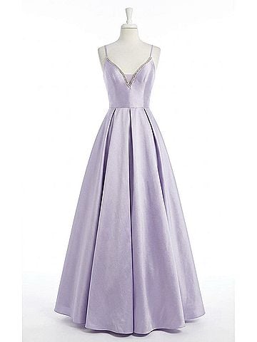 Clarisse V-Neck Fit And Flare Maxi Dress in Lilac (view 1)