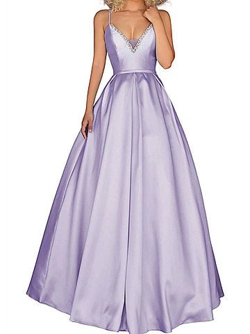 Clarisse V-Neck Fit And Flare Maxi Dress in Lilac (view 2)