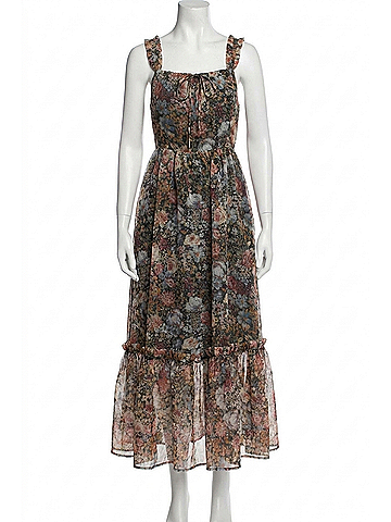 Promesa U.S.A. Floral Organza Ruffled Fit-And-Flare Maxi Dress in Multi (view 1)