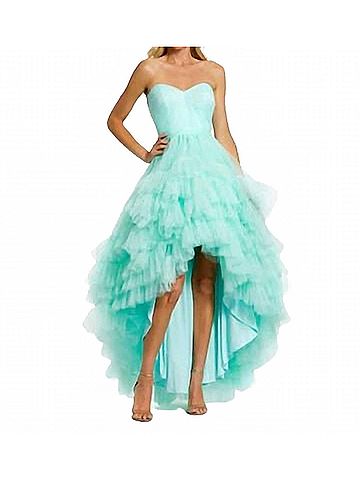 Mac Duggal Brenn Strapless Formal Prom Dress in Aqua (view 2)