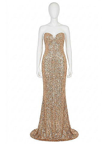 Nookie Lumiere Gown Sequince Maxi Dress in Gold (view 1)