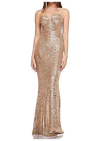 Nookie Lumiere Gown Sequince Maxi Dress in Gold (view 2)