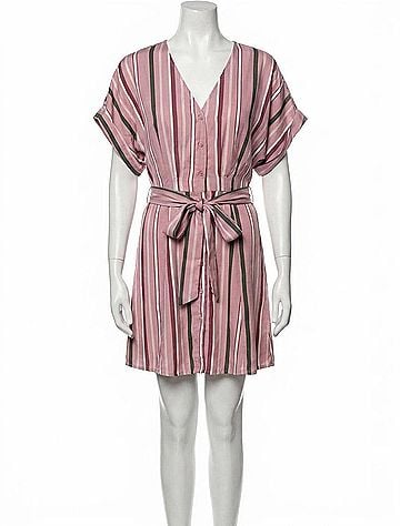 Entro Striped Mini Shirtdress in Pink (view 1)